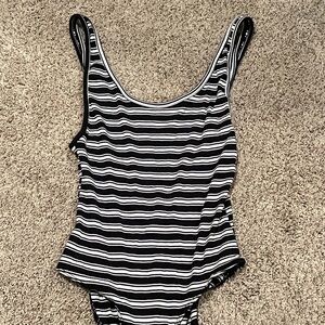 Striped Black and White Swimsuit
